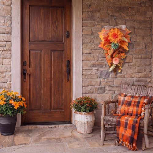 Shihanee 2 Pack 22 in Fall Teardrop Swags Autumn Sorghum Front Door Decor - Image 7