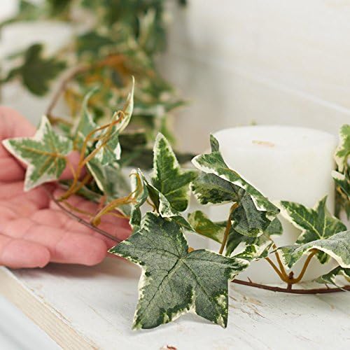 Factory Direct Craft 18 Feet of Artificial Variegated Flocked Ivy Garland for Home Decor, and Displaying - Image 3