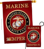 Marine Corps Garden House Flag - Set Armed Forces USMC Semper Fi United State American Military Veteran Retire Official - Decoration Banner Small Yard Gift Double-Sided Made In USA 28 X 40 by Breeze+Decor