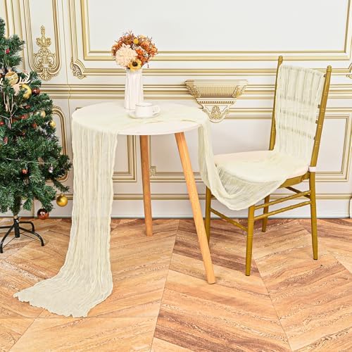 24 Pack Ivory 10Ft Cheesecloth Table Runner - Image 5