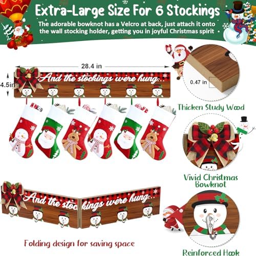 Christmas Stocking Holder Christmas Stocking Hangers for Wall Mantel Fireplace Collapsible And The Stockings were Hung Hanging Sign with 6 Hangers Christmas Stocking Hooks Xmas Party Decor 28.4 Inch - Image 2