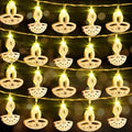 Glooglitter 20 ft 40 LED Diwali Diya String Lights, Warm White, 2 Styles by Glooglitter