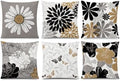 Brown Black Throw Pillow Covers 20x20 Set of 6, Neutral Floral Home Decor by Unknown