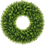 24 Inch Artificial Boxwood Wreath for Front Door, UV Resistant Outdoor Green Wreath, Waterproof Resistant Spring Summer Farmhouse Porch Wall Large Door Wreath for Home Wedding Indoor Decor by petalyn