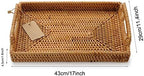 Hand-Woven Rattan Rectangular Serving Tray with Handles for Breakfast, Drinks, Snack for Coffee Table (17x11.4x1.8inches) - Image 4