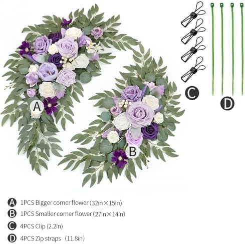 Artificial Wedding Arch Flowers Kit(Pack of 2) for Wedding Arch, Bridal Shower, Ceremony and Reception Backdrop Decoration (Dancing Purple Kelsang Flowers) - Image 6