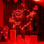 Valentine Window Lighted Red Heart with Arrow, 16 Inch 50 LEDs Iron Frame Hanging Light, Love Window Silhouette Party Decoration Indoor for Mother's Day Wedding, Proposal, Birthday (2) - Image 2