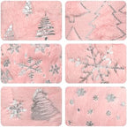 Pink Christmas Stockings Set of 6 - Lage Elegant Faux Fur Xmas Stockings with Silver Christmas Tree Snowflake Designs, Pink Christmas Decoration for Holiday Party Home - Image 4