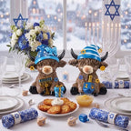 Karenhi 2 Pcs Highland Cow Figurines Resin, Hanukkah Decor for Home Desk - Image 6