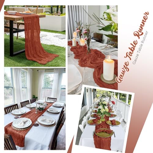 16 Pack Terracotta Cheesecloth Table Runners 20x120 Inch Gauze Table Runner Cheese Cloth 10FT Terracotta Table Runner Rustic Sheer Runner for Wedding Baby Shower Birthday Party Table Decor - Image 5