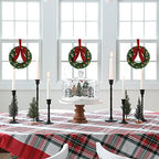 ATDAWN 3 Pack Mini Christmas Wreath, Lighted Christmas Front Door Wreath, Xmas Wreath for Holiday Christmas Party Decorations (Plaid Bow) - Image 5