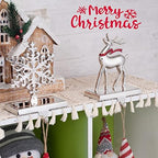 Christmas Stocking Holders, Set of 2 Snowflake & Reindeer Silver Stocking Holder, Weighted Personalized Christmas Stockings Hanger for Mantel, Stocking Hooks for Mantle Fireplace Christmas Decorations - Image 2