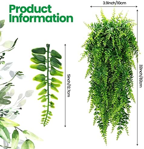 XunYee 28 Pcs Artificial Hanging Plants 32 Inch, Boston Fern - Image 2