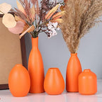 Orange Ceramic Small Vase Set of 5 - Modern Orange Decor Small Bud Vases for Floral Arrangements, Centerpieces for Weddings, Dinner Parties, Table Settings, Foyer, Bathroom Decorations - Image 6