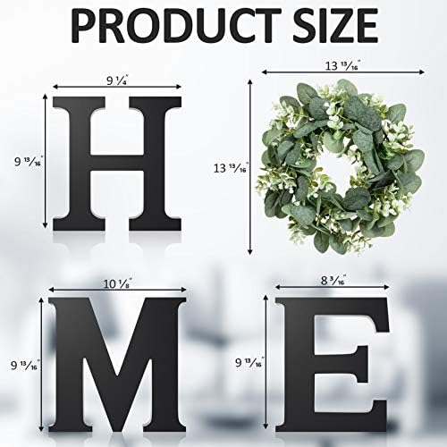Wooden Home Letters with Wreath Artificial Eucalyptus Modern Decorative Hanging Farmhouse Sign for Living Room & Kitchen - Housewarming & Couple Gifts - Christmas Decoration - Image 6