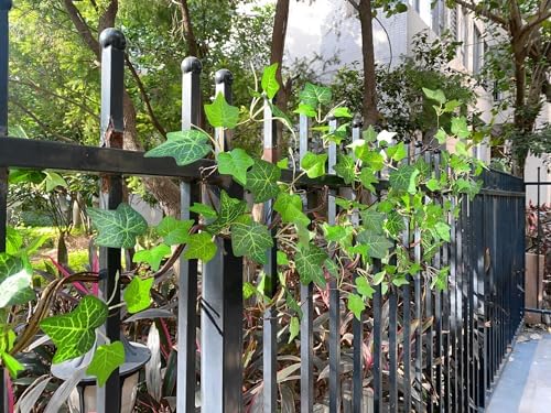 Artificial Rattan Tree Vines with Creeper Leaves Climbing Ivy Branches Grapevines UV Resistant Greenery Garland for Home Garden Landscape wall Hanging Climber Habitat Decor 43” (Green - Pack 4) - Image 5