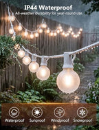 GOOTHY Outdoor LED String Lights, 50Ft with 52 Frosted White LED Globe Bulbs, Waterproof for Indoor/Outdoor Use, Perfect for Garden, Bistro, Pergola, Tents & Decorations, White - Image 3