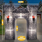 Preboun 8ft Halloween Inflatable Medieval Castle Archway with Light - Image 3