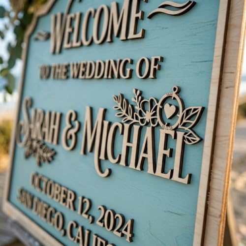 Personalized Oceanfront Arch Wedding Welcome Sign - Custom 3D Wood Beach Ceremony Entrance & Coastal Reception Board for Tropical Seaside Venue - Multiple Sizes - Image 3