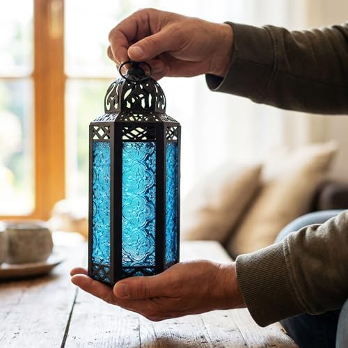 Vela Lanterns Decorative Indoor Fairy Light Candle Holder, Blue, M, 6-Pack - Image 5