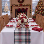 HunnmingRe 6 Pcs White Christmas Tartan Plaid Table Runner 13 x 72 - Image 3