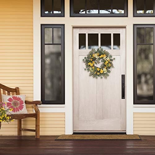 Puleo International 24" Artificial Lemon and Hydrangea Floral Spring Door Wreath - Image 2
