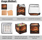 YETTASBIN Halloween Pumpkin Large Christmas Ornament Storage Box with Zipper & Adjustable Dividers, Storage Container with Lid & Handles for 64 Holiday Ornaments 3-Inch, 13 x 13 Inch - Image 6