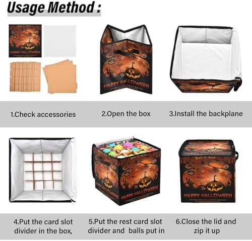 YETTASBIN Halloween Pumpkin Large Christmas Ornament Storage Box with Zipper & Adjustable Dividers, Storage Container with Lid & Handles for 64 Holiday Ornaments 3-Inch, 13 x 13 Inch - Image 6