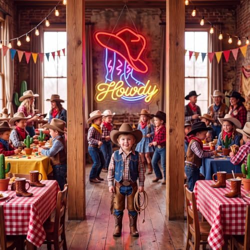 Zhengmy Howdy Neon Sign, USB Powered Cowboy Boot LED Wall Decor - Image 6