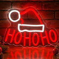 HOHOHO Christmas Neon Sign LED Wall Decor with Santa Hat for Holiday Home by xmcnvd