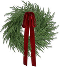 ENVEN Artificial Norfolk Pine & Cedar Christmas Wreath with Velvet Bow – Real Touch Faux Greenery Holiday Front Door Decoration for Indoor Outdoor Use by ENVEN