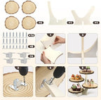 Chunful 4 Tier Round Natural Wood Cupcake Dessert Stand, Cup Cake Tower Stand Holder, Wooden Cake Display Tiered Centerpiece for Party, Birthday, Wedding, Baby Shower, Holiday Decoration - Image 4