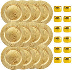 13 Inch Round Elegant Serve ware Charger Plates with Matching Napkin Rings, Wedding, Dinner party, Event - Choose from our Variety of Styles and Quantities (12, Moslem Gold) by Venoly