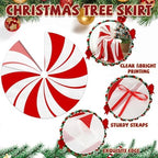 84 Inch Large Christmas Tree Skirt Candy Cane Swirl Christmas Tree Mat Peppermint Candy Red and White Xmas Tree Skirt Decorations for Gingerbread Christmas Home Party Winter Holiday Ornament - Image 3