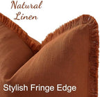 decorUhome Linen Fringe Light Rust Throw Pillow Covers 20x20 Set of 2 - Image 4