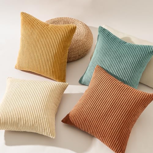 Topfinel 26x26 inch 4 Pack Decorative Throw Pillow Covers,Soft Velvet Modern Double-Sided Designs, Mix and Match for Home Fall Decor, Cushion Covers Set of 4 (Orange/Teal) - Image 3