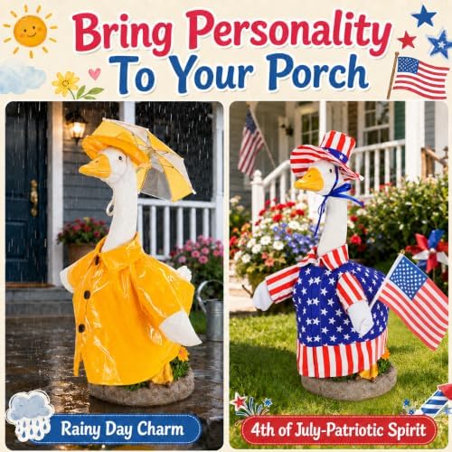 Timeet 8-Piece Seasonal Porch Goose Outfit Set for 23” Lawn Goose – Holiday Costumes for Valentine’s Day, Easter, 4th of July & Christmas – Decorative Clothes for Patio, Garden & Front Porch - Image 4
