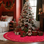HyDren 100 Inch Velvet Christmas Red Tree Skirt (Classical Style) - Image 5