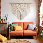 guzhiou Large Macrame Wall Hanging, Boho Woven Tapestry Decor Art, 43"x32" - Image 2