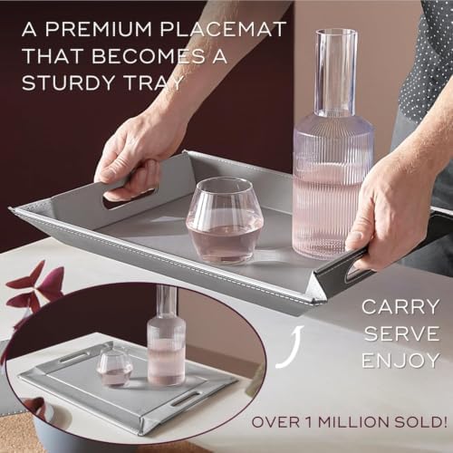 2-in-1 Serving Tray & Placemat | Faux Leather & Reversible - Image 2