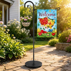 53" Heavy Duty Garden Flag Stand & Shepherd Hook, Solid Round Anti-Tip Base - Image 6