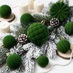 48 Pcs Velvet Christmas Ball Ornaments,Flocked Christmas Tree Decorations,Xmas Tree Decor,Hanging Balls Ornaments with Loop,Decoration for Xmas,Holiday,Wedding,Home Decor,Multi-Shape (Green) - Image 4