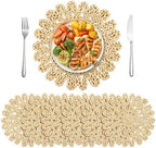 Kochorie 13.8 Inch Round Woven Placemats Set of 6 Handmade Corn Husk Placemats Natural Boho Rattan Woven Placemat Table Wicker Placemat for Farmhouse Spring Home Table by Kochorie