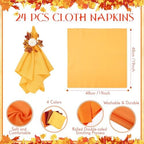 LemonRoad 36 Pcs Cloth Napkins and Napkin Ring Holders, Reusable Fabric for Table Decor Banquet Holiday Dinner Party Supply (Orange, Burgundy, Gold, Coffee, White,Fall) - Image 3