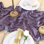 8 Pack Dusty Purple Cheesecloth Table Runner 120 Inch Boho Wedding Decor - Image 5