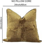 Velvet Cutting Jacquard Throw Pillow Covers Black Camel 24" x 24" Set of 1 - Image 4