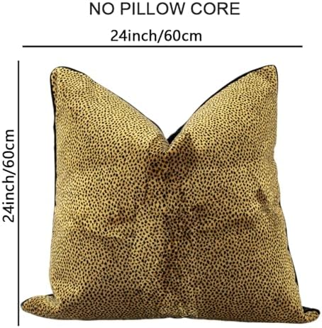 Velvet Cutting Jacquard Throw Pillow Covers Black Camel 24" x 24" Set of 1 - Image 4
