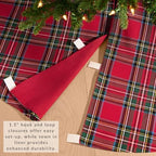 Threadmade Stowe Tartan Plaid Tree Skirt, Red - 48" W x 48" L - Image 2