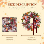 24 Inch Fall Wreaths for Front Door, Autumn Harvest Thanksgiving Wreath - Image 3