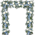 2 Pack Artificial Peony Flower Garland - 6ft Silk Peony Eucalyptus Garland Flower Vine Blue and White Peony Silk Roses Flowers for Wedding Arch Party Table Decor (Blue) by Fomlily
